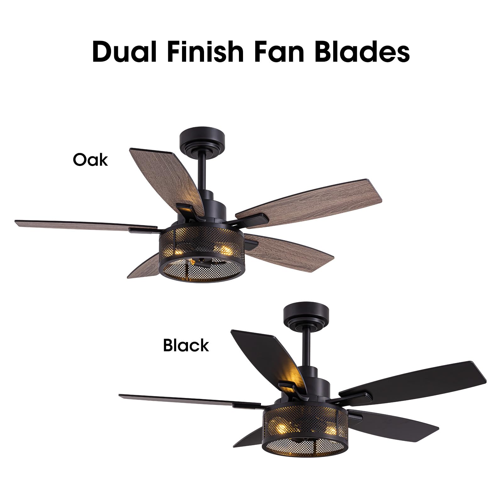 Modern Ceiling Fans with LED Lights & Remote Control - Quiet Energy Efficient Fan for Bedroom, Living Room, Office (Black) | Perfect for Home Cooling & Air Circulation
