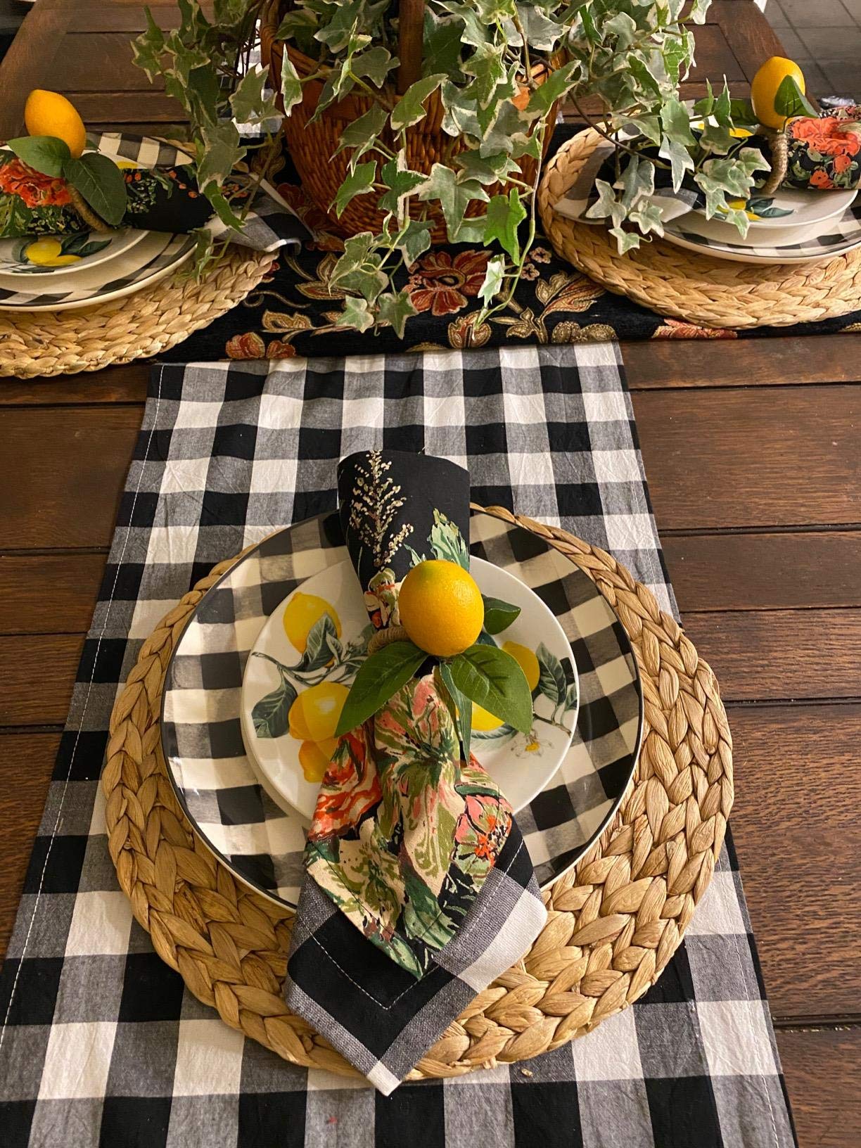 2 Pack Natural Wicker Braided Placemats - 13.5 Inch Round Woven Rattan Table Mats for Dining, Rustic Water Hyacinth Straw Chargers | Perfect for Farmhouse, Boho, and Coastal Home Decor