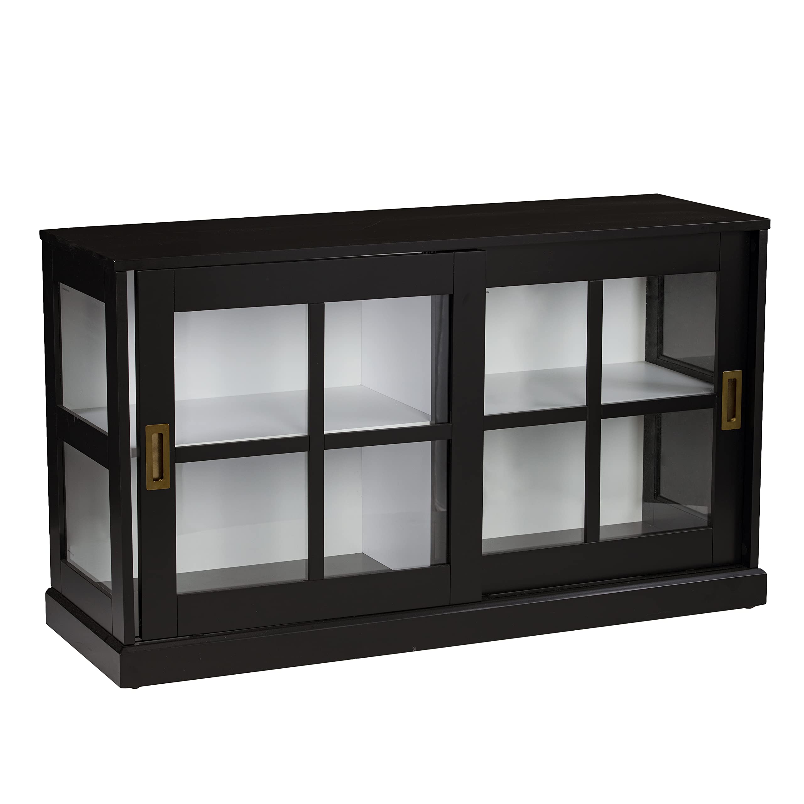 SEI Furniture Byward Black Curio Cabinet - Glass Display Cabinet for Collectibles, China, and Home Decor - Perfect for Living Room, Dining Room, or Office Display