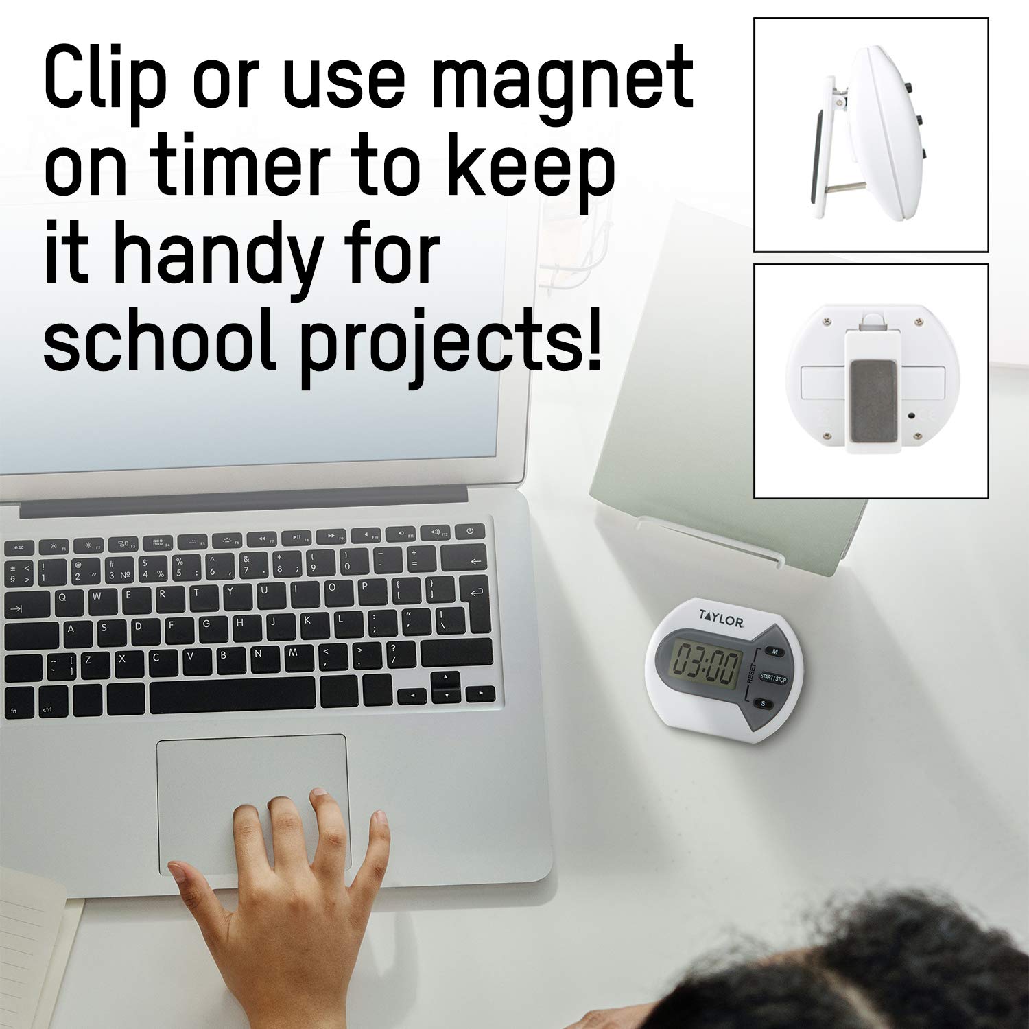 Taylor Digital Timer with Count Up/Down Function - Perfect for School, Learning, Projects & Kitchen Tasks | Great for Cooking, Classroom Activities & Time Management