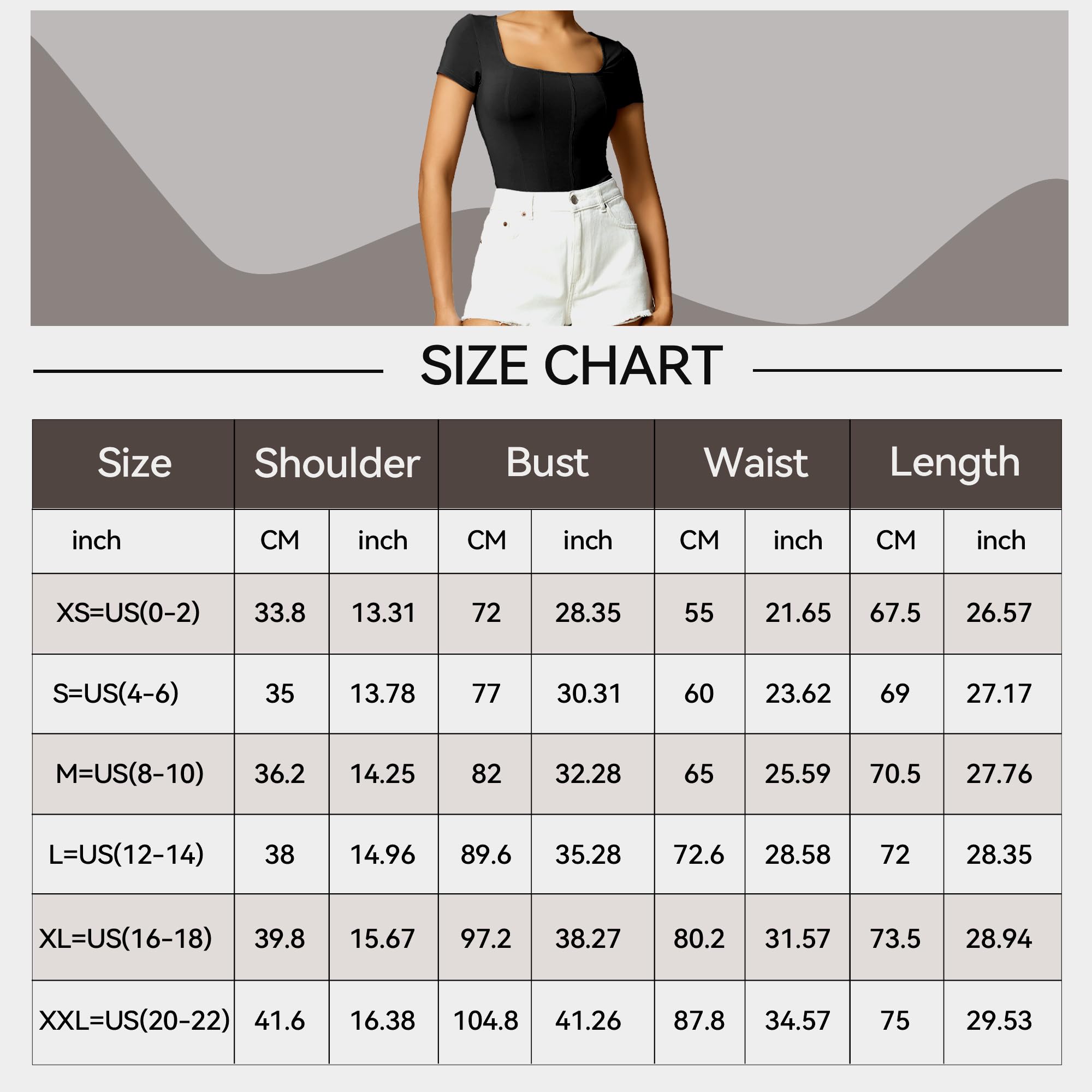 Women's Short Sleeve Bodysuit - Square Neck Casual Summer T-Shirt Top | Comfortable Stretchy Fit for Everyday Wear, Layering & Outfits