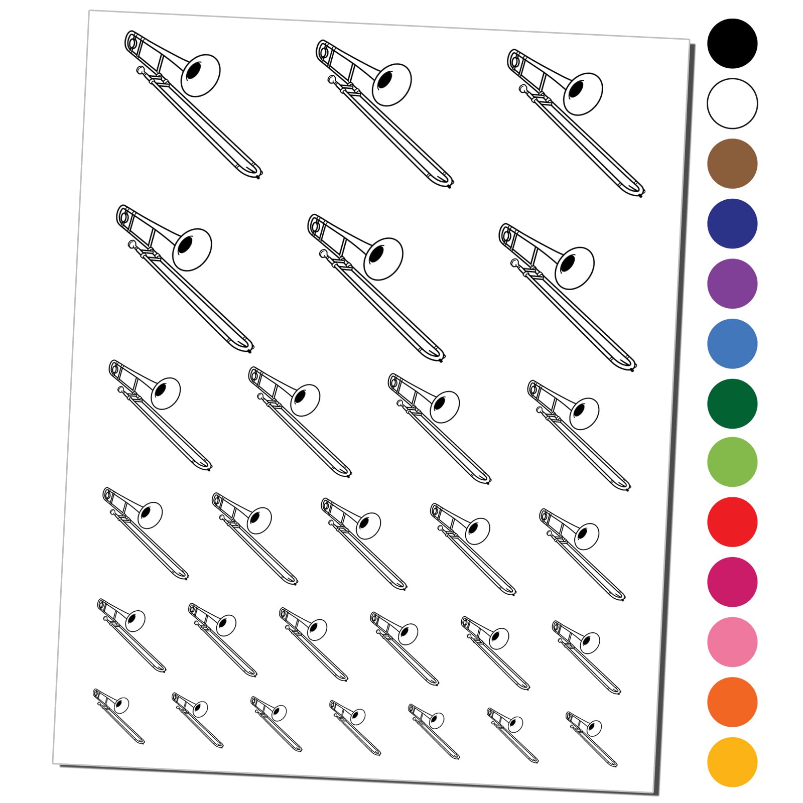 Professional Tenor Trombone Brass Instrument Temporary Tattoo - Waterproof Fake Body Art Set (Black, 1 Sheet) | Perfect for Music Lovers, Band Performances & Themed Parties