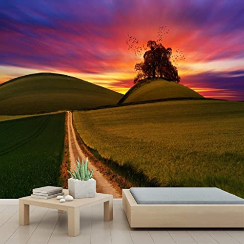 Green Field 3D Wall Murals - PVC Self-Adhesive Wallpaper | Peel and Stick Poster for Bedroom & Living Room Decor | 110