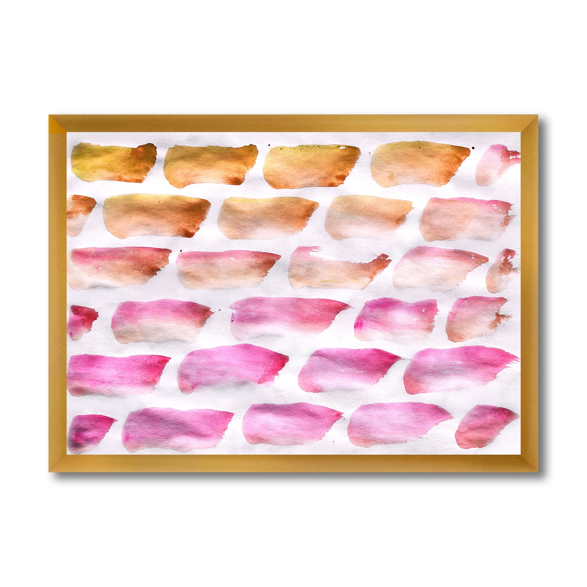 Abstract Pink and Dark Yellow Brushes Modern Framed Wall Art - Contemporary Home Decor for Living Room, Bedroom & Office