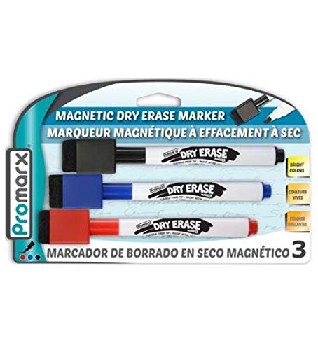 Promarx 2324304 Magnetic Dry Erase Markers, 3 Assorted Colors (Pack of 48) - Whiteboard Markers for Office, Classroom & Home Use