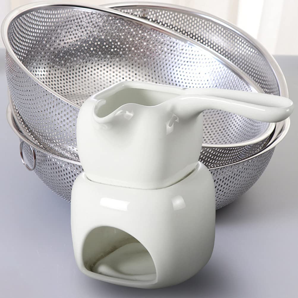 Cabilock Ceramic Chocolate Melting Pot - Cheese Fondue Maker, Butter Warmer & Hot Pot Bowl for Chocolate, Cheese & Desserts - Perfect for Parties, Romantic Dinners & Family Gatherings