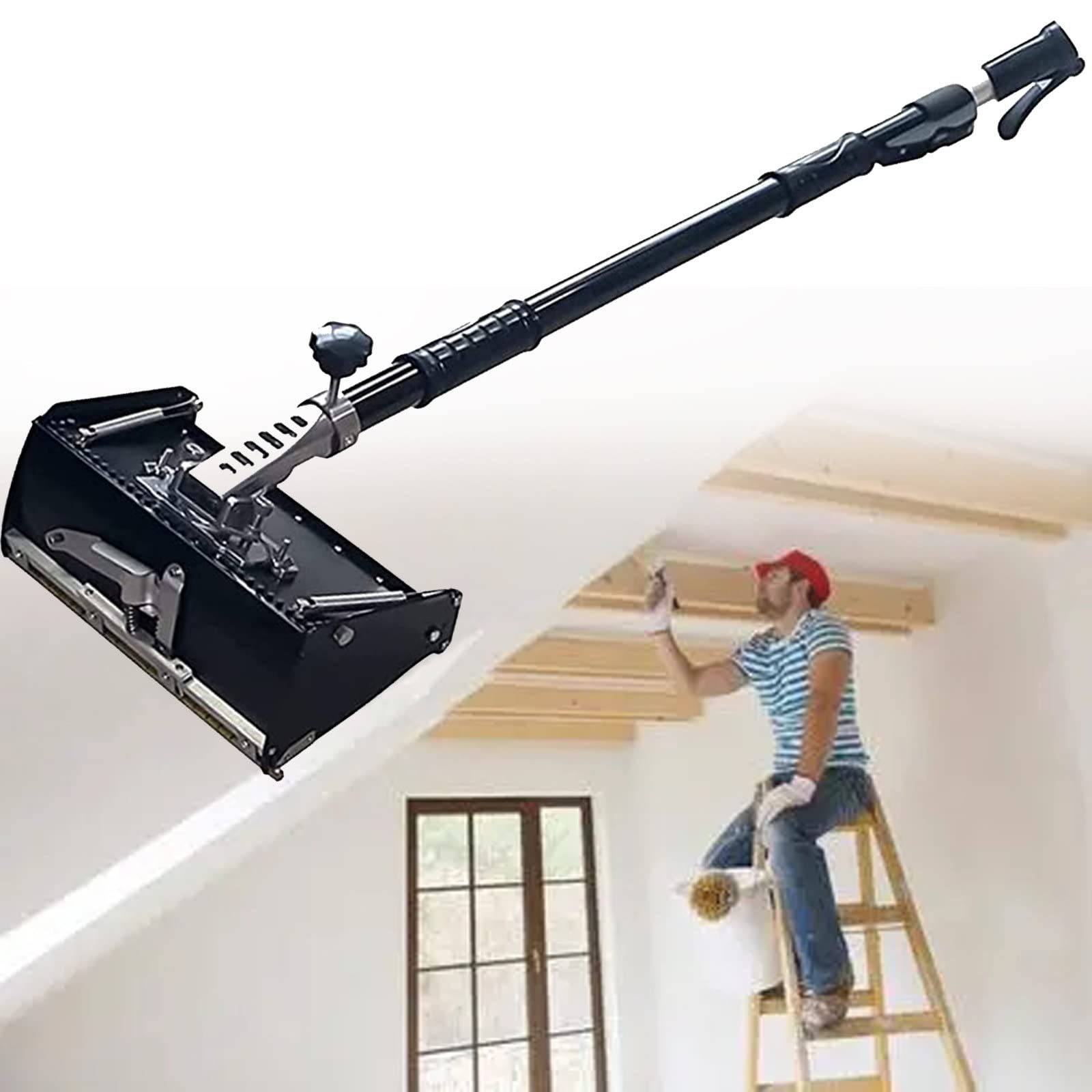 **Aluminum Alloy Drywall Finishing Box Set - 12inch Flat Finishing Tool with 1060-1650mm Extension Handle & 120° Adjustable Angle for Sheetrock Taping - Perfect for DIY Home Renovation and Professional Drywall Installation**