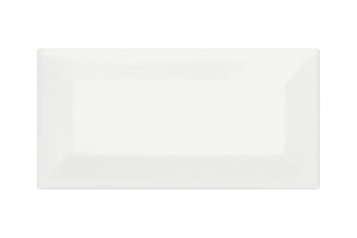 3 x 6 Inch Soho Canvas White Beveled Glossy Ceramic Wall Tile - Premium Glazed Finish for Kitchen Backsplash, Bathroom & Shower Walls