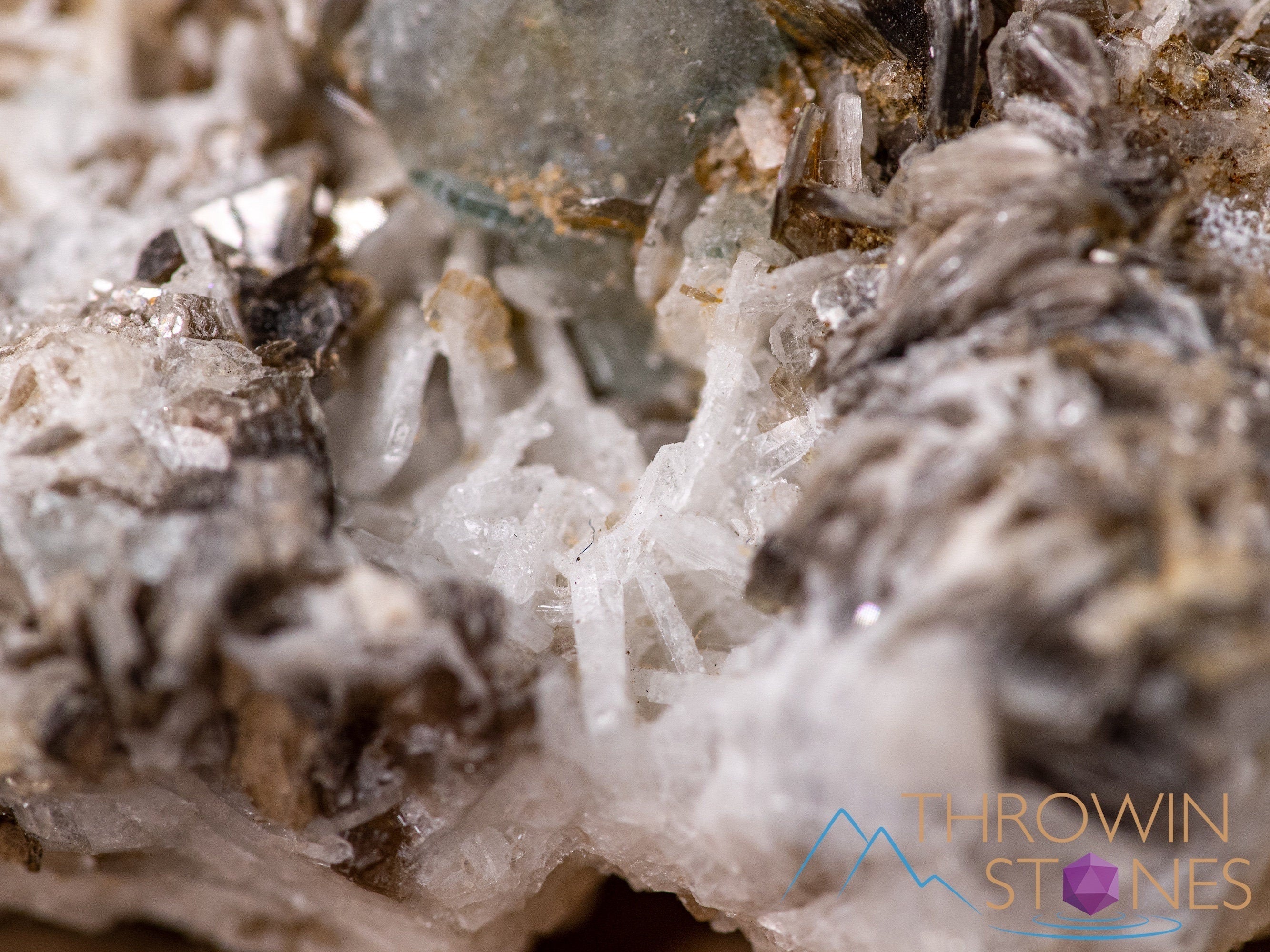 Natural Apatite on Feldspar with Muscovite Raw Crystal Cluster - Healing Stones, Mineral Specimen, Housewarming Gift, Home Decor for Living Room & Office