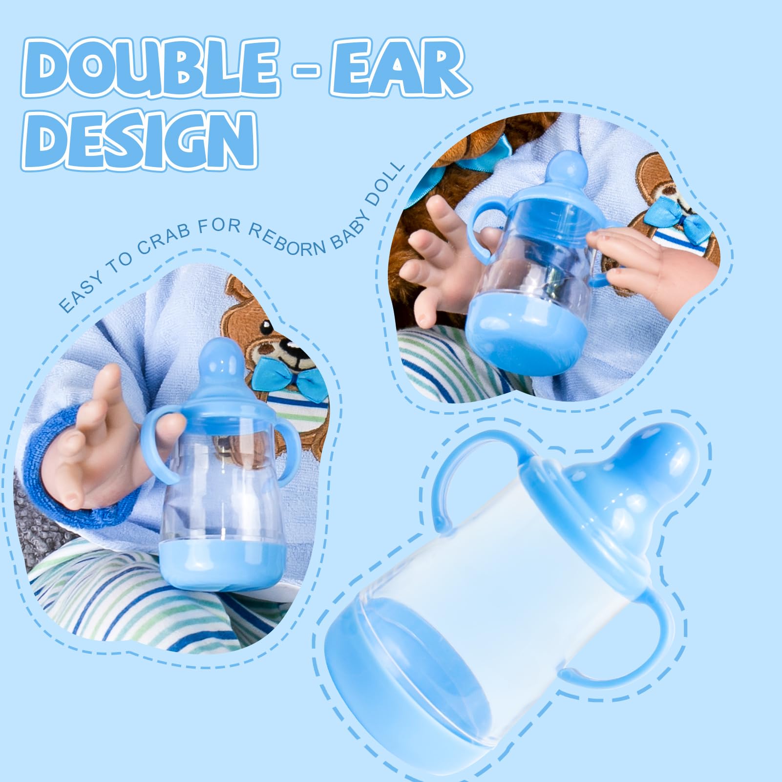 Lifelike Baby Boy Doll Accessories Set - Blue Magnetic Pacifier & Feeding Bottle for Reborn Dolls | Perfect for Role Play, Collecting & Gift Giving