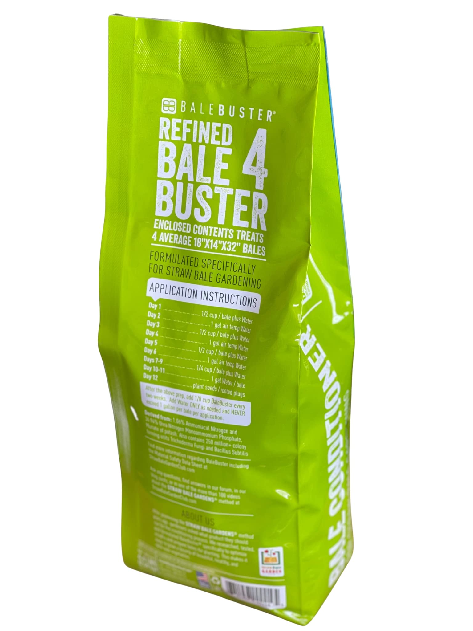 BaleBuster4 Four Bale Conditioning Formula - Prep Straw Bale Garden for Planting Vegetables | Organic Gardening, Urban Farming & Raised Bed Alternative