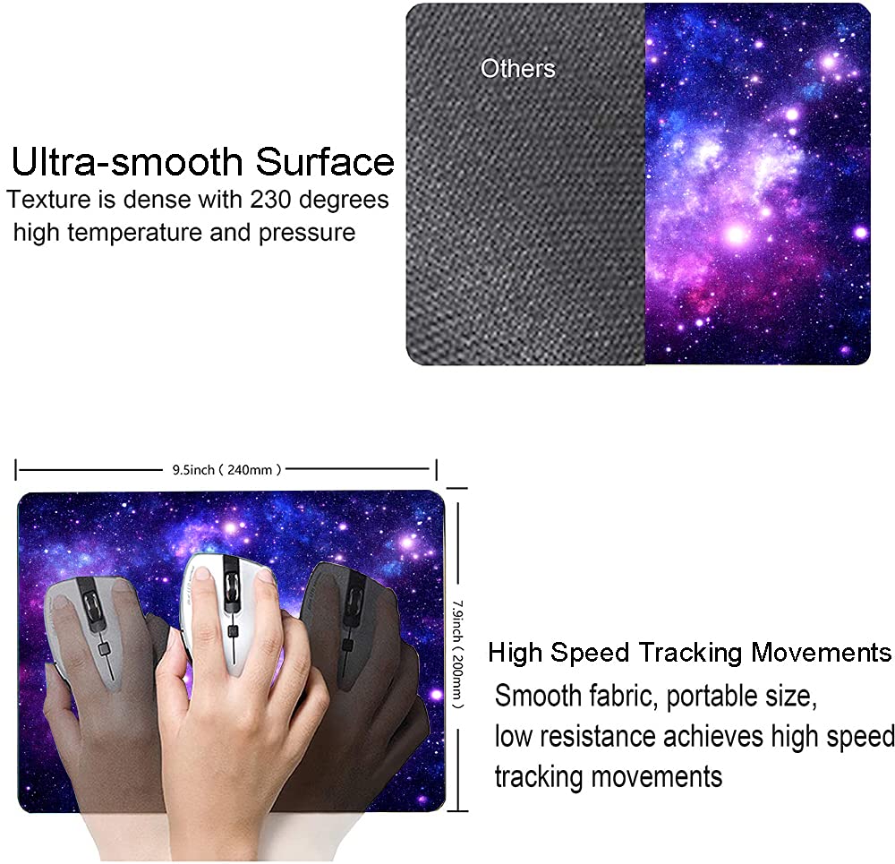 Custom Galaxy Design Mouse Pad - Non-Slip Rubber Base, Waterproof Square Mousepad for Office & Laptop (9.5