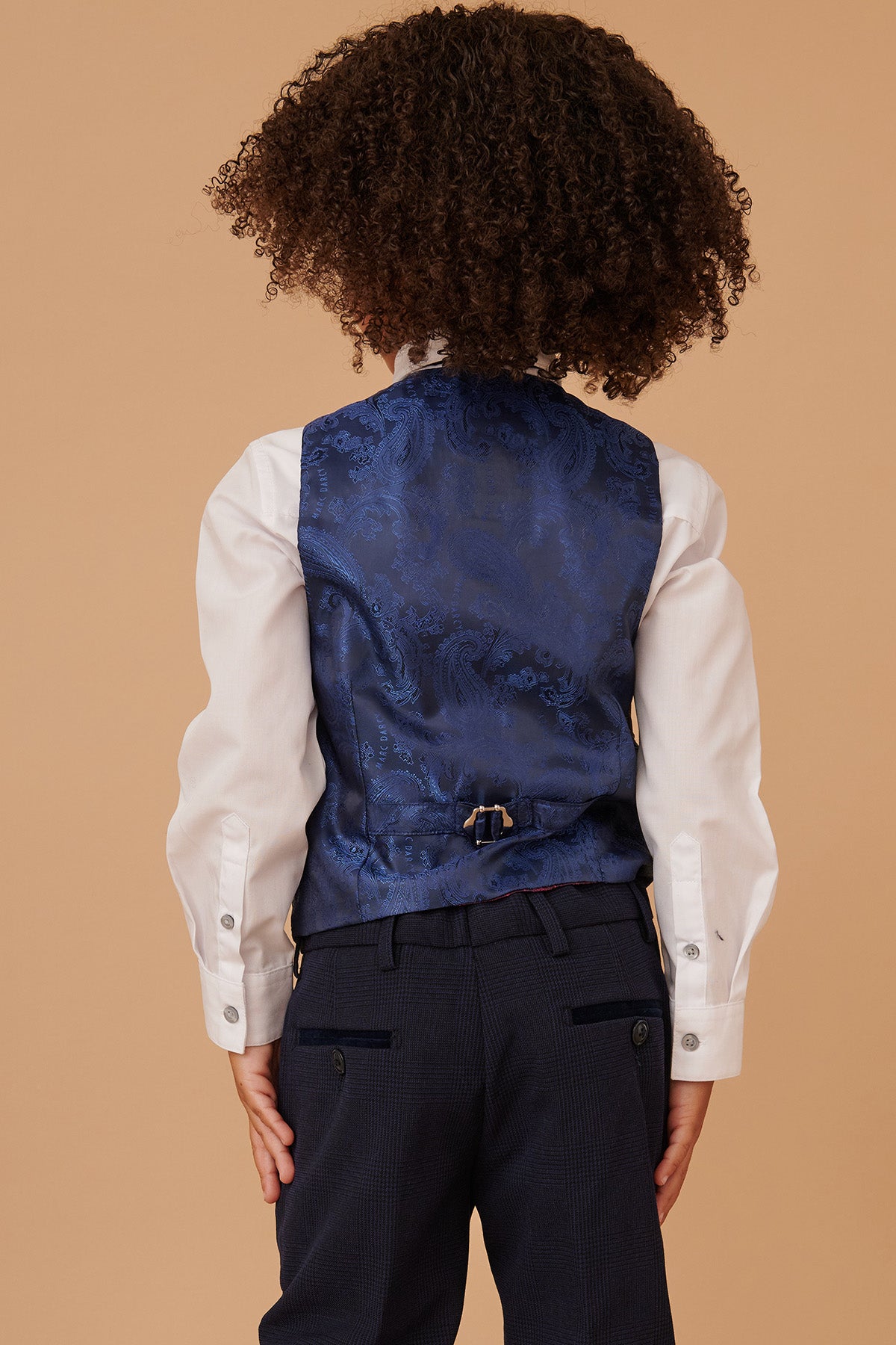 BROMLEY Kids Navy Check Print 3-Piece Suit for Boys - Formal Wear for Weddings, Parties & Special Occasions