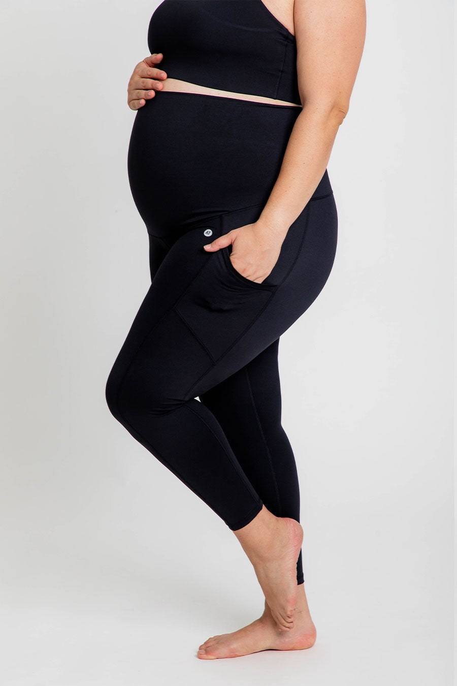 Best Maternity Support Leggings with Pockets - Black - Comfortable Pregnancy Workout & Everyday Wear