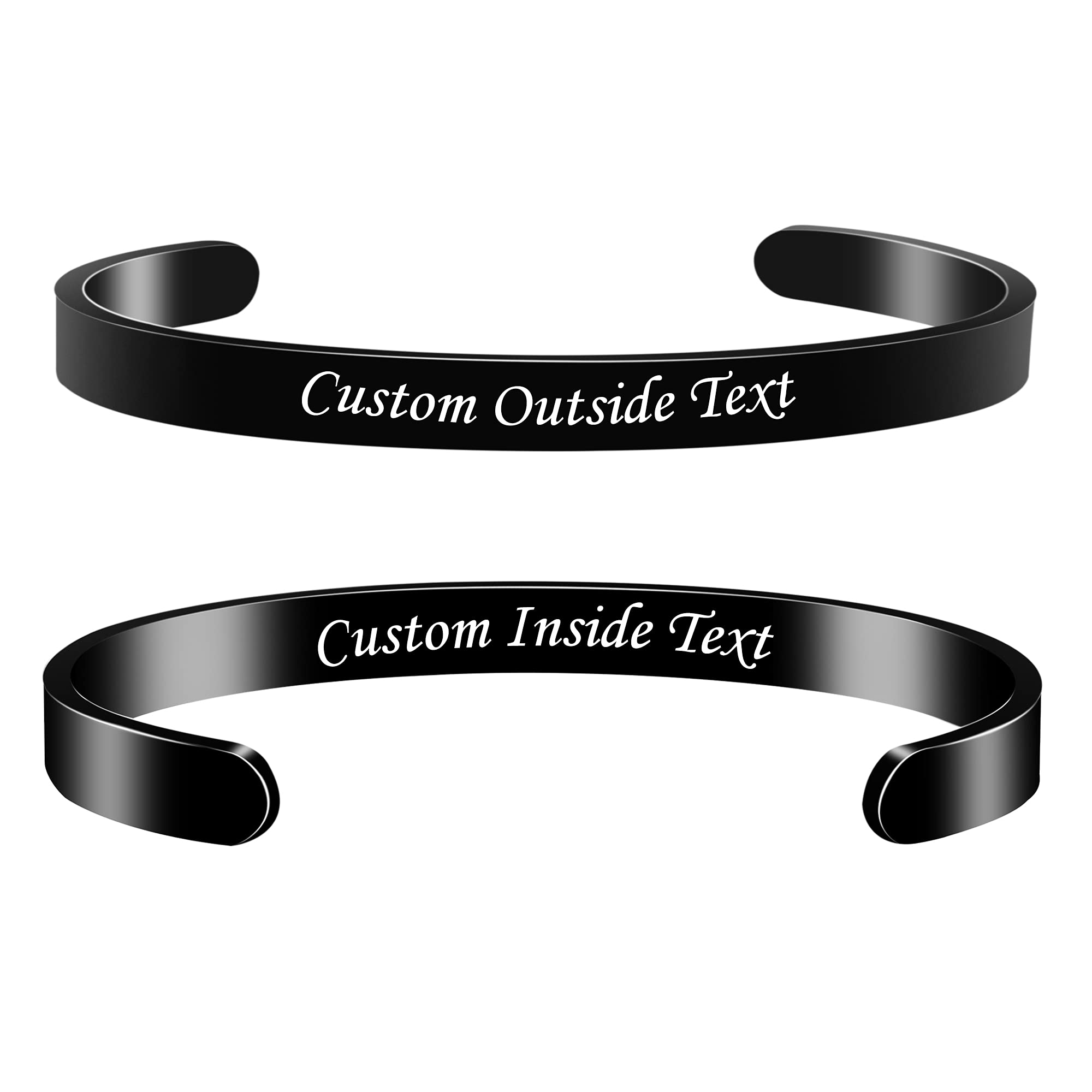 Custom Engraved Inspirational Bracelets with Name, Mantra & Quote - Personalized Bangle Cuff ID Bracelet for Women - Perfect for Gifts, Motivation & Daily Wear