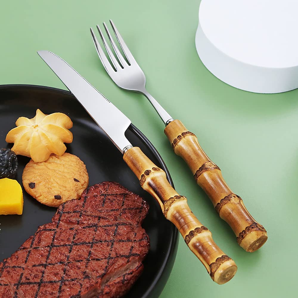 **Eco-Friendly 60-Piece Bamboo Flatware Set for 12 - Natural Bamboo Handle Cutlery, Dishwasher Safe & Handcrafted - Perfect for Dinner Parties, Picnics, and Sustainable Kitchen Use**
