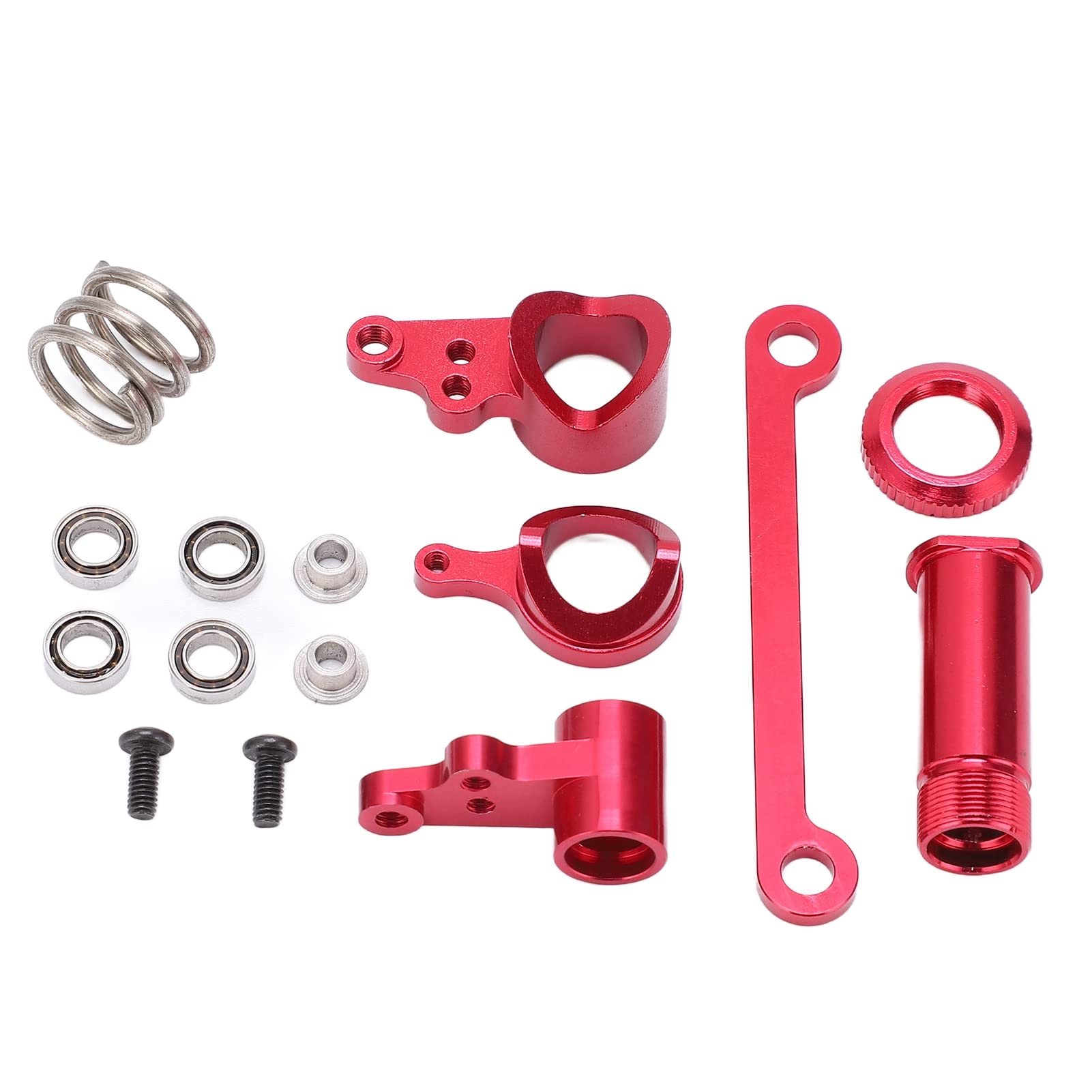 High-Performance Aluminum Alloy RC Steering Knuckle Assembly - 1/14 Scale Upgrade Parts for RC Racing Cars, Trucks & Crawlers (Red) - Durable Model Car Accessories for Off-Road Racing & Crawling Adventures