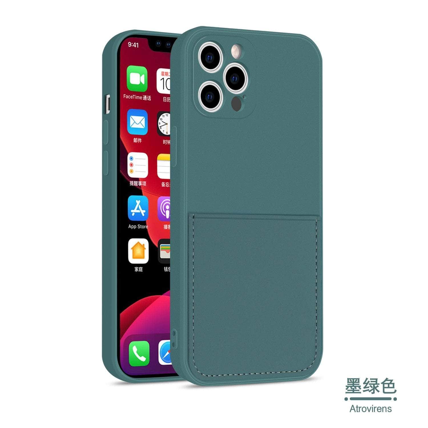 iPhone 14 Pro Max Silicone Card Holder Wallet Case - Slim Protective Cover with RFID Blocking for Credit Cards & ID - Perfect for Everyday Use, Travel, and Commuting