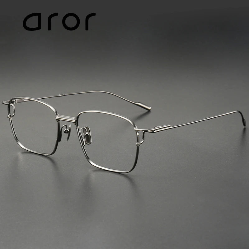 Aror Men's Full Rim Irregular Square Titanium Eyeglasses Frame 10141 - Lightweight Durable Glasses for Work, Reading & Fashion