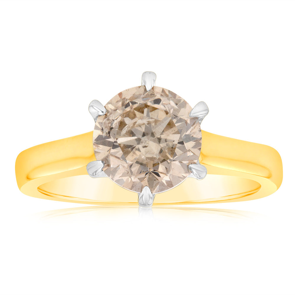 18K Yellow Gold Solitaire Ring with 3 Carat Diamond - Elegant Engagement & Wedding Ring for Women | Perfect Proposal Gift & Anniversary Jewelry