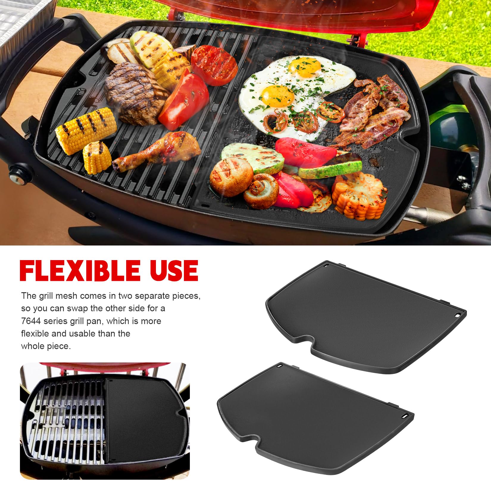 GGC 6558 Cast Iron Griddle for Weber Q100 Q120 Q1000 Q1200 Series Grills - 12.6