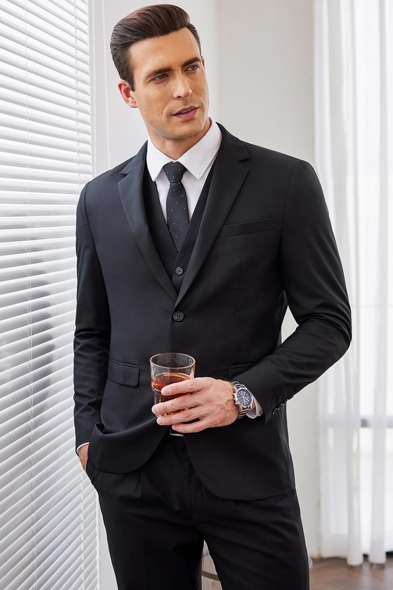 COOFANDY Men's 2-Piece Slim Fit Suit | Classic 2-Button Tuxedo Blazer & Dress Pants Set for Wedding, Business, Prom & Formal Events | Perfect for Office, Dinner Parties & Special Occasions