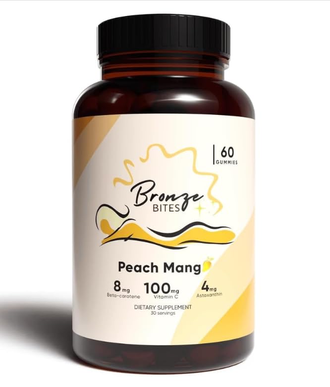 Natural Tanning Gummies with Beta-Carotene, Vitamin C & Astaxanthin - Vegan, Non-GMO, 60 Count | Daily Sunless Tanning Supplement for Healthy Glow | Perfect for Beach, Vacation & Summer Skin Prep