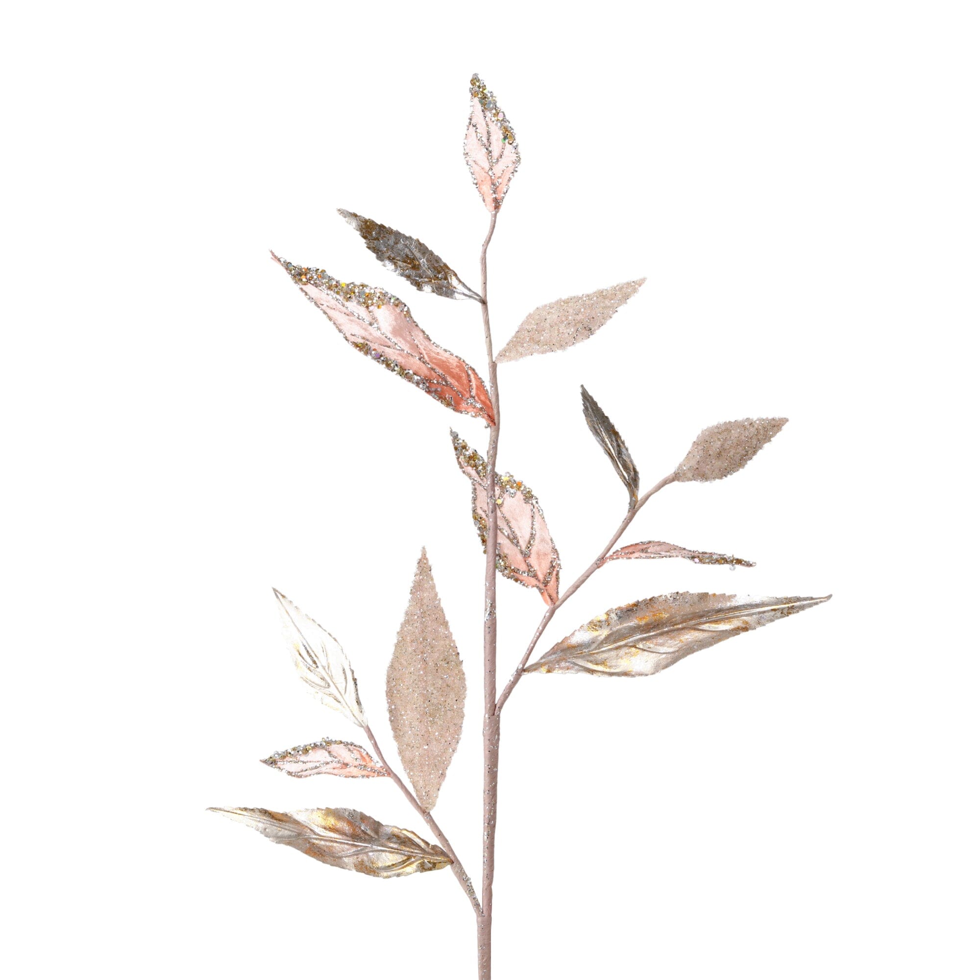 Glitter Leaf Artificial Pink Plant - Decorative Faux Greenery for Home, Office, Wedding & Party Decor