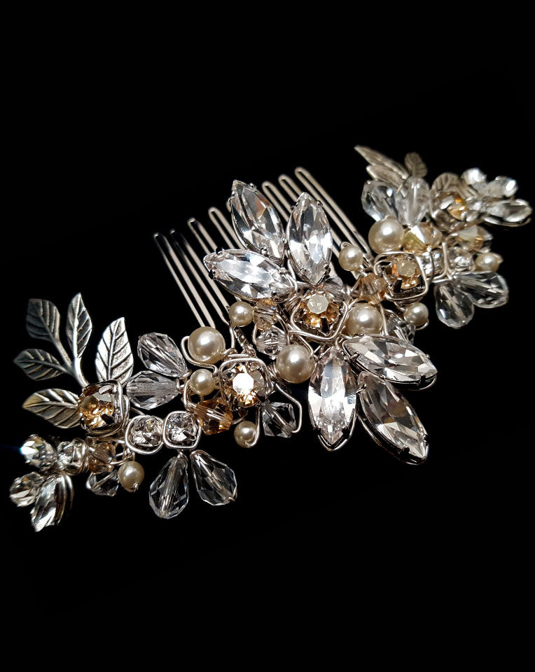 Elegant Bohemian Vintage Leaf Comb Bridal Headpiece by Kezani - Perfect for Weddings, Boho Bridal Accessories & Special Occasions