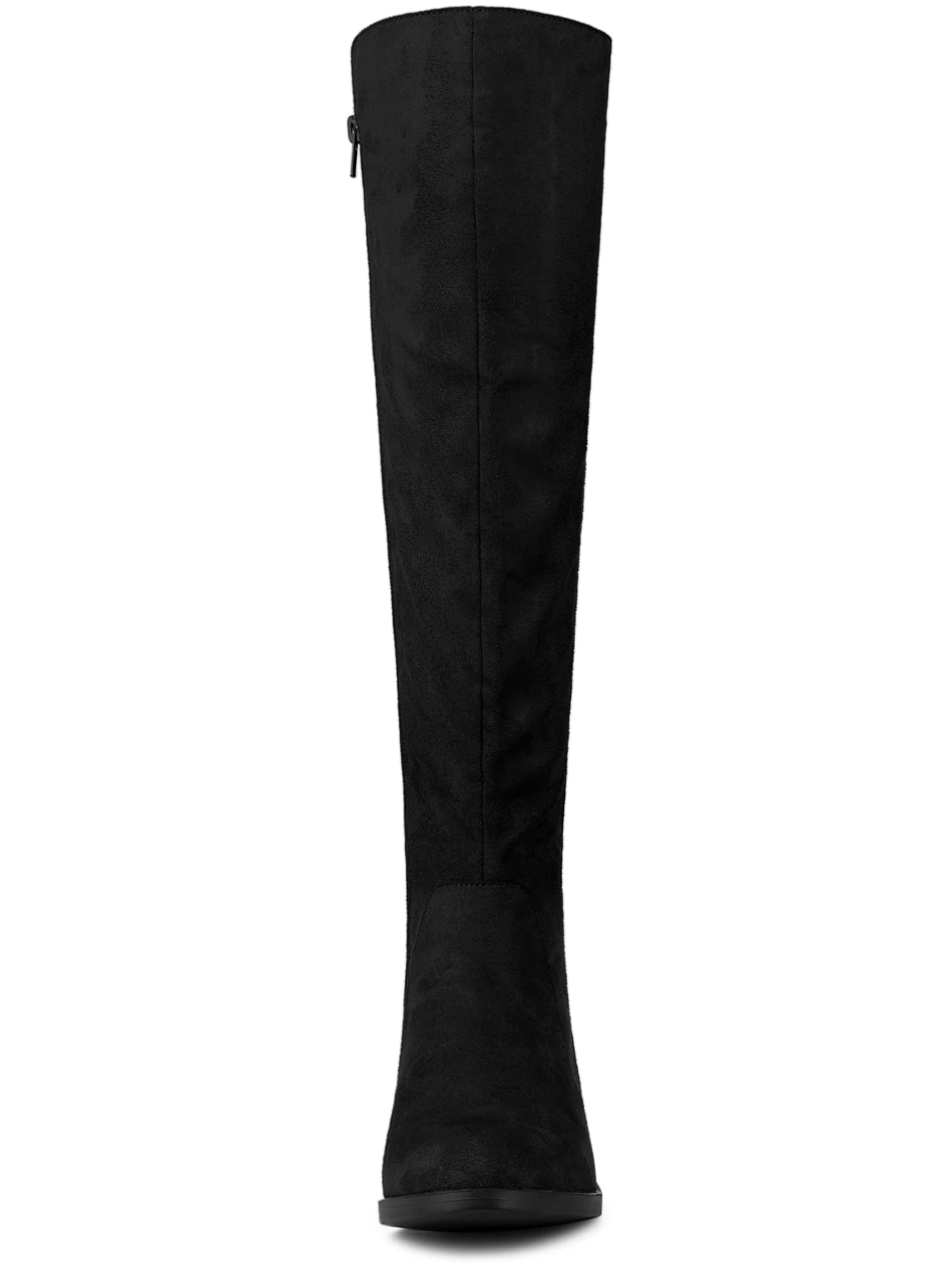 Allegra K Women's Side Zipper Chunky Heel Knee High Boots - Stylish Winter Fashion for Casual Outings & Office Wear