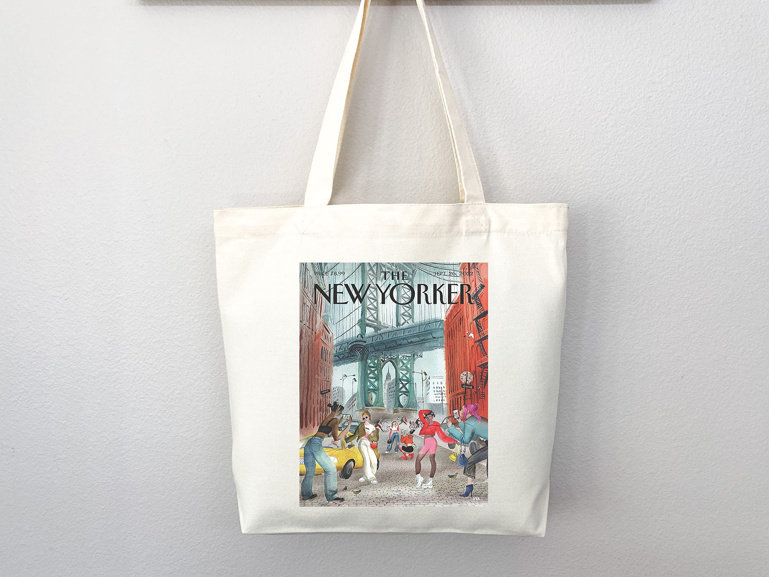 Stylish New Yorker Magazine Tote Bag - Artistic NYC Themed Canvas Shopper - Perfect for Work, Travel & Everyday Use (Tote Bag Only)