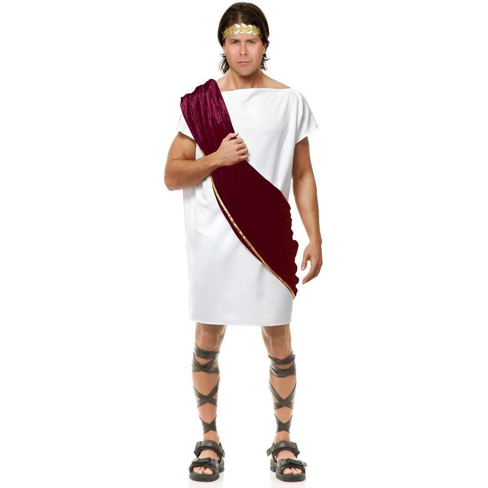 Men's Wine & White Toga Costume for Adults & Teens - Perfect for Halloween, Greek Themed Parties & Cosplay Events