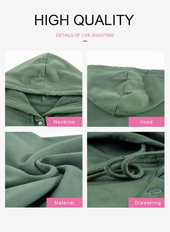 Dokotoo Women's 2025 Button Collar Hoodie - Casual Long Sleeve Drawstring Pullover Sweatshirt for Everyday Wear & Outdoor Activities