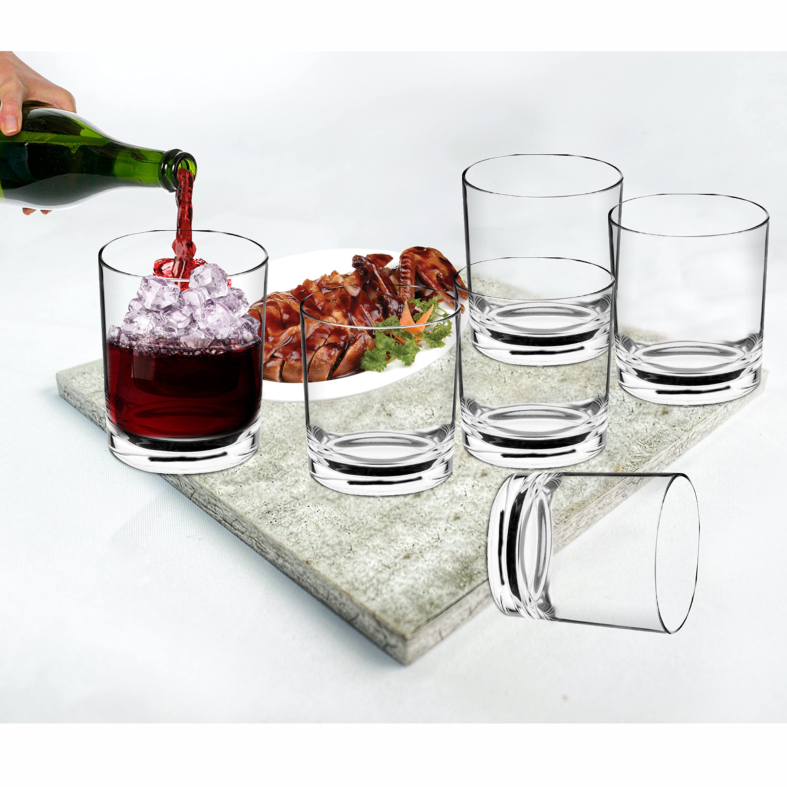Premium 6-Piece India Solid Base Whiskey Shot Glass Set (80ml, Clear) - Perfect for Bourbon, Scotch, and Tequila Tasting Parties & Home Bar Decor