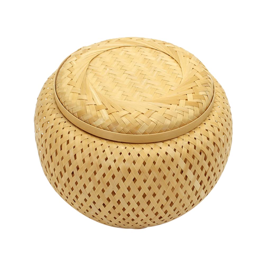 Premium Woven Tea Basket with Lid - Round Wicker Food Serving Basket in Natural Log Color | Perfect for Afternoon Tea, Picnics & Home Decor