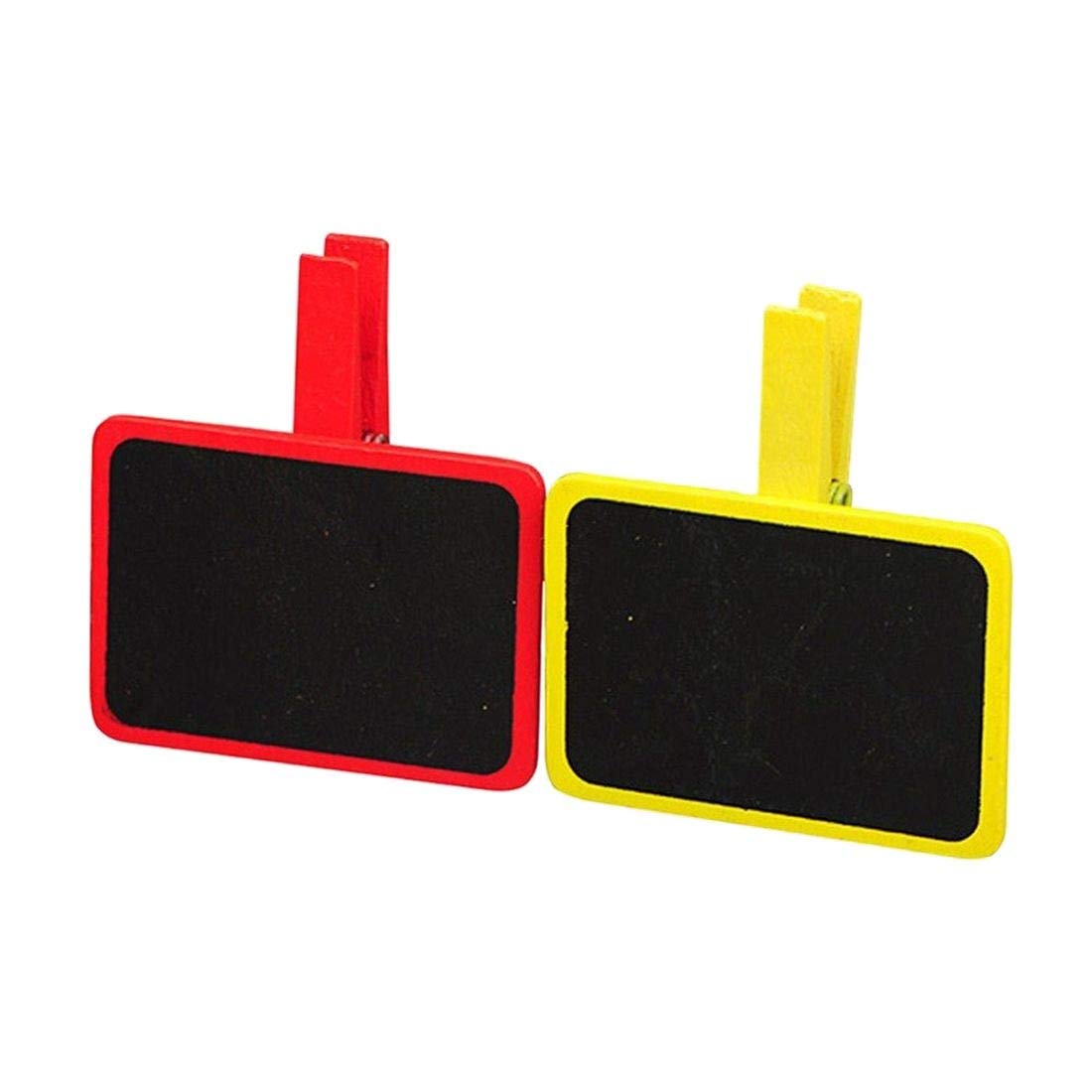 12 Pack Wooden Colorful Chalkboard Clips - Message Board Signs for Party, Wedding, Birthday Table Decorations - Perfect for Home, Office & Classroom Organization
