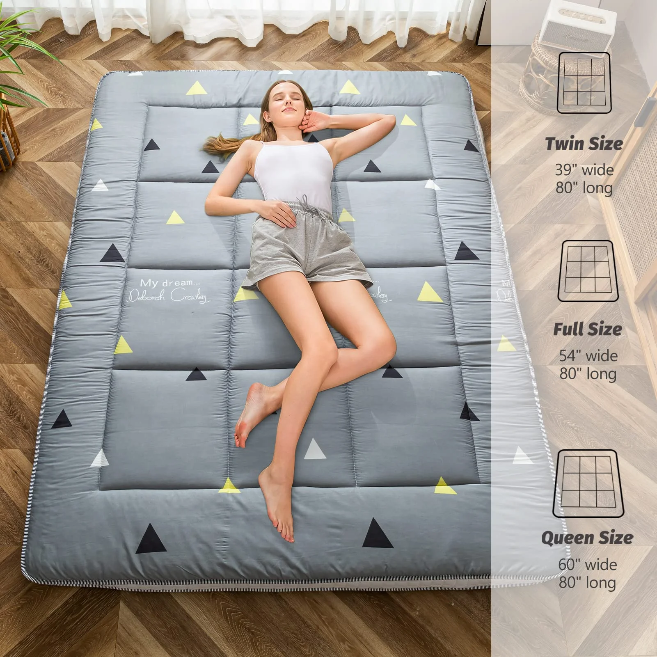 MAXYOYO Japanese Futon Mattress - Thick Padded Floor Mattress for Camping, Guest Bed & Couch | Portable Tatami Style Sleeping Mat for Indoor/Outdoor Use