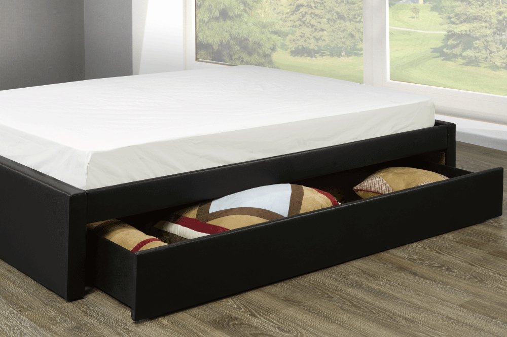 Customizable Platform Bed Frame with Side Drawer or Trundle - Compatible with Most Headboards | Modern Bedroom Furniture for Small Spaces & Guest Rooms