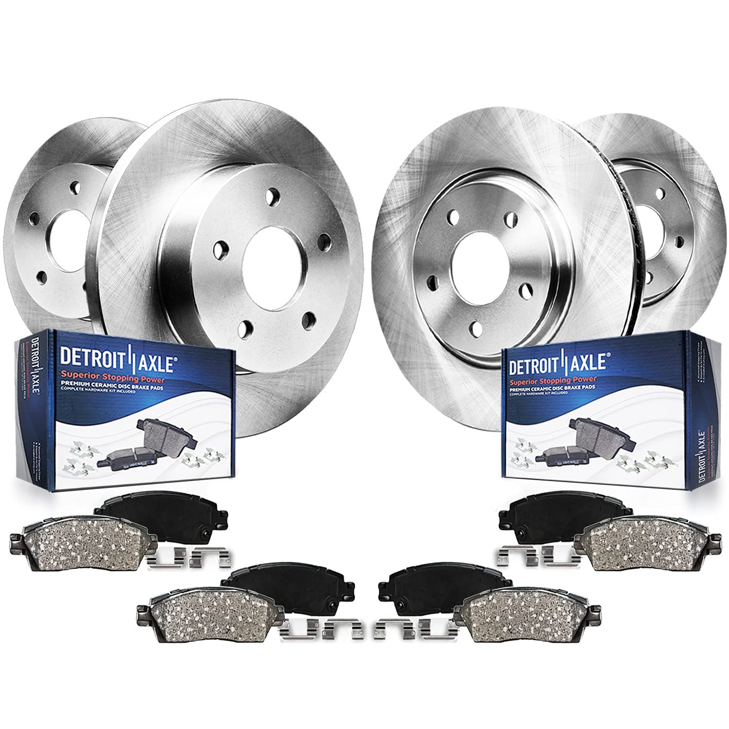 Detroit Axle - Front & Rear Disc Brake Rotors & Ceramic Pads Kit for Ford Fusion, Mazda 6, Lincoln MKZ Zephyr, Mercury Milan | High-Performance Brake Replacement | Perfect for Daily Commuting & Highway Driving