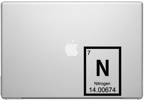 Nitrogen Periodic Element Science Car Tablet Art - Black Vinyl Decal for 13