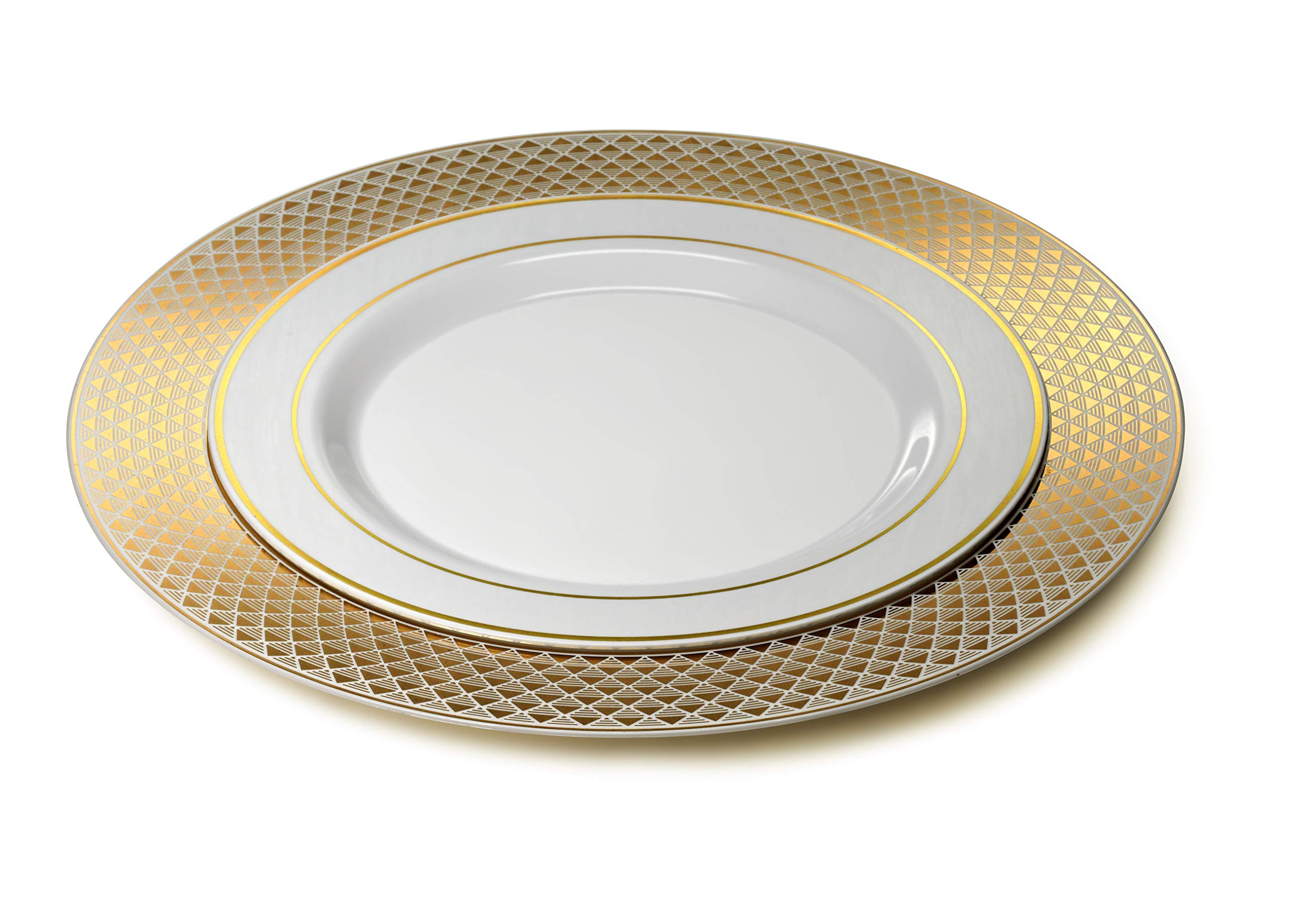 60-Piece Heavyweight Disposable Plastic Plates & Bowls Set - 14oz Soup Bowls in Elegant White & Gold for Weddings, Parties & Celebrations | Perfect for Catering, Events & Special Occasions