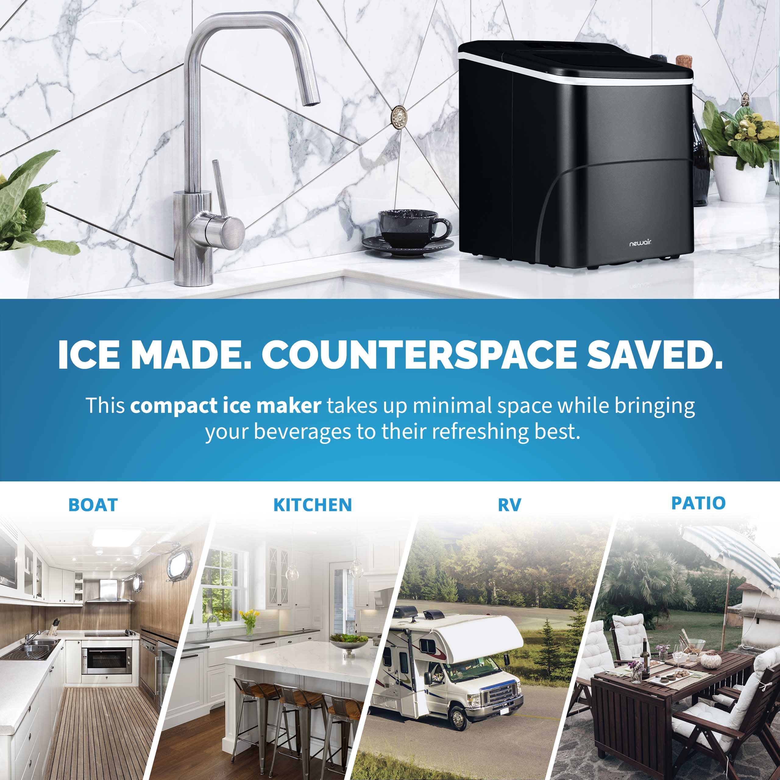 Newair 26 lbs. Countertop Bullet Ice Maker - Portable Ice Machine in Matte Black with Intuitive Controls | Large & Small Ice Size Options | Easy to Clean BPA-Free Parts | Perfect for Cocktails, Whiskey, Soda & Beverages | Ideal for Home Bars, Parties & Office Use