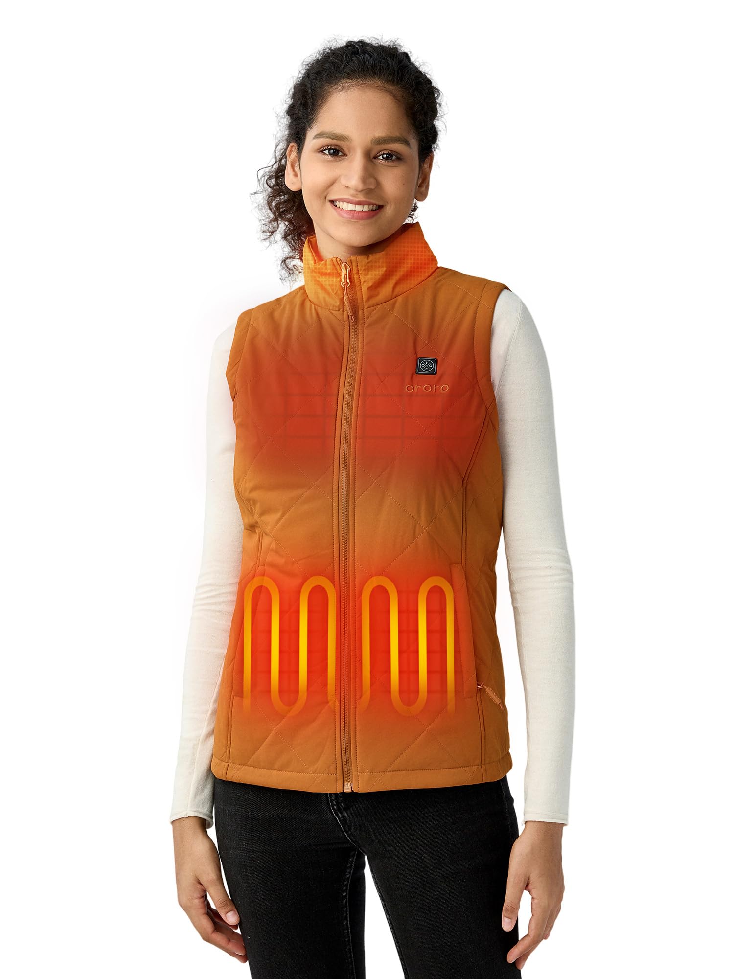 ORORO Women's Lightweight Quilted Heated Vest with Rechargeable Battery - Winter Warmth for Outdoor Activities, Hiking & Cold Weather