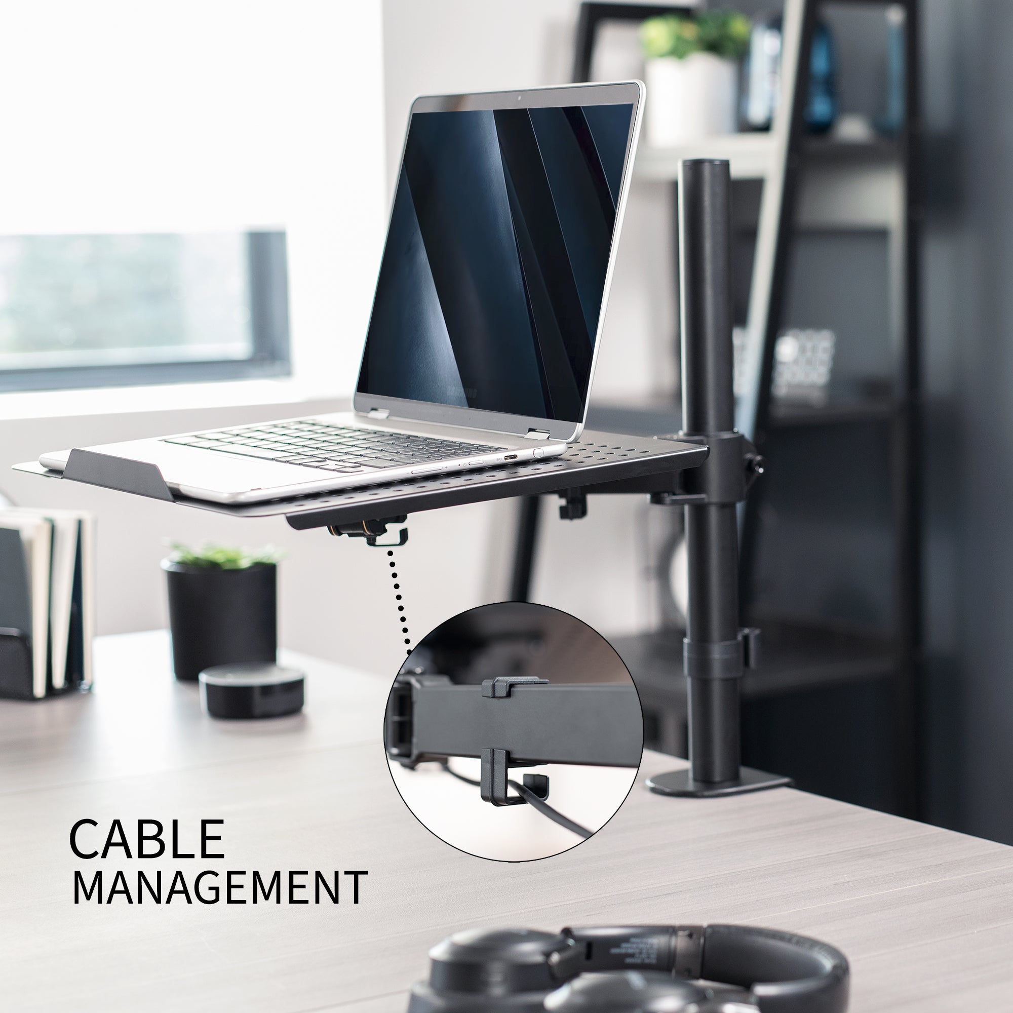 Adjustable Laptop Tray & Desk Mount Stand - Ergonomic Computer Holder for Home Office, Bed, Couch - Space Saving Workstation Solution