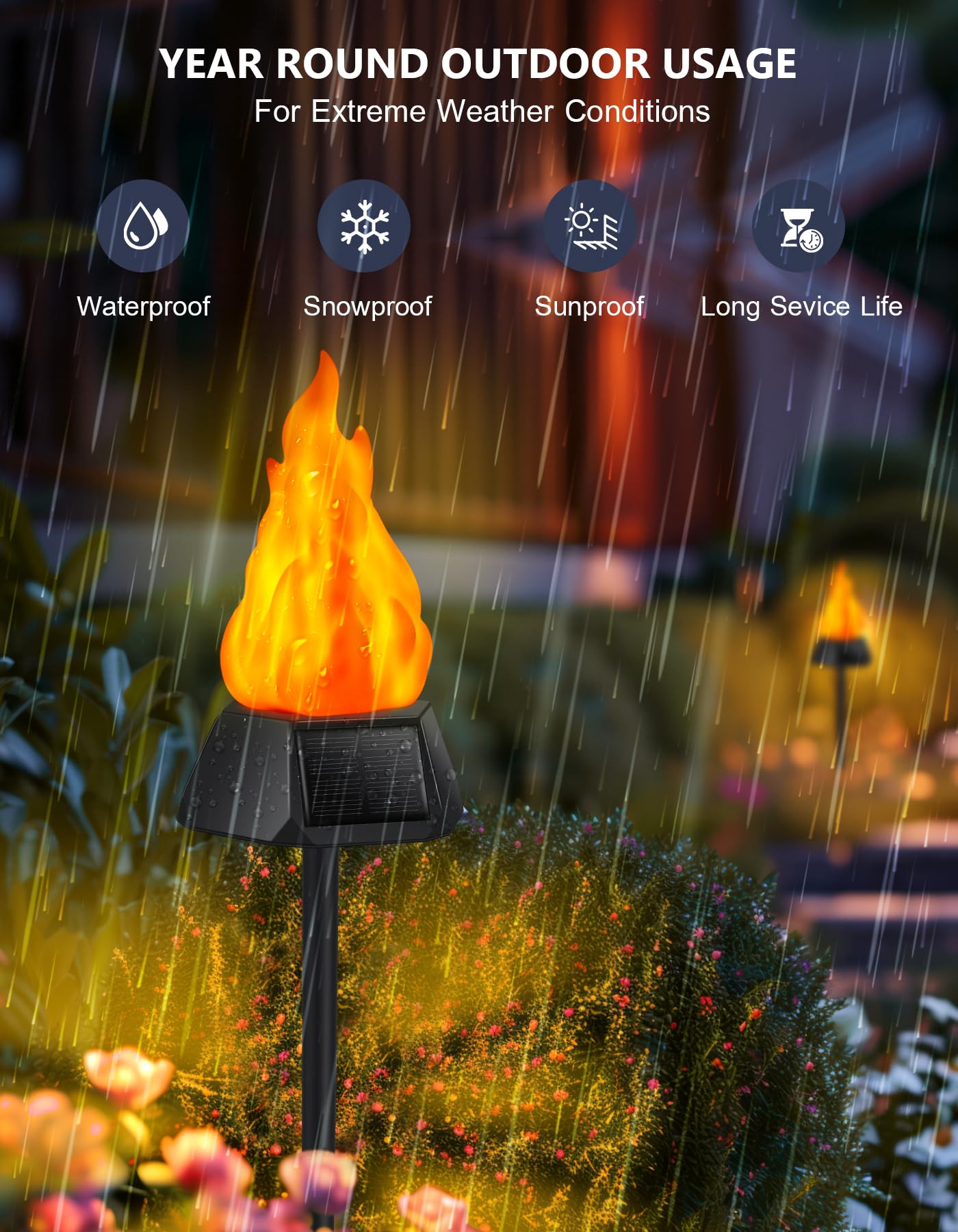 Upgraded Solar Christmas Lights Outdoor - 4 Pack IP65 Waterproof with 3 Solar Panels & Realistic Flickering Flame - Perfect for Garden, Patio, Yard, Pathway and Holiday Decorations