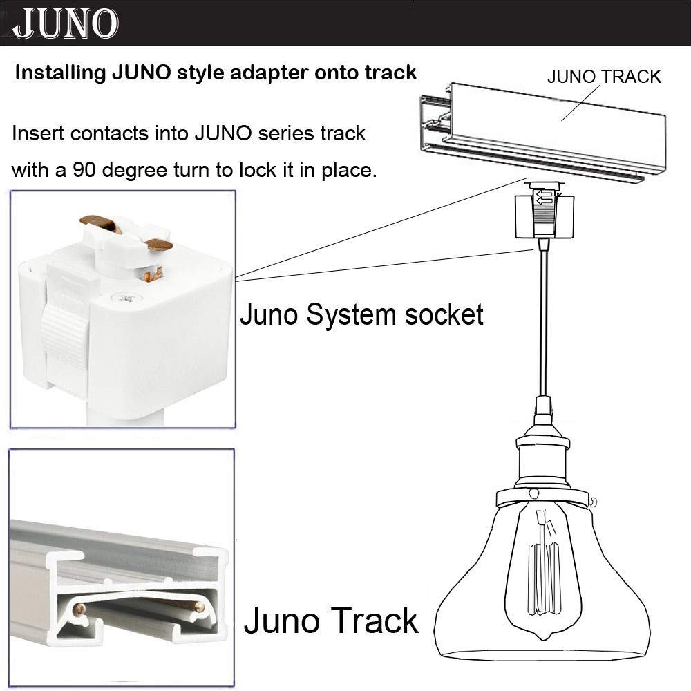 Juno Track Lighting Pendant Light - Handmade Traditional Glass Shade with Single Bulb | Modern Ceiling Lighting for Kitchen, Dining Room & Living Room