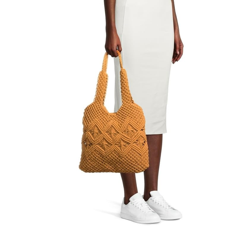 HIBA Women's Macrame Handbags - Stylish Crochet Knit Shoulder Bag for Shopping, Beach & Party | Boho Chic Purse for Women, Trendy Crossbody Bag for Daily Use & Special Occasions