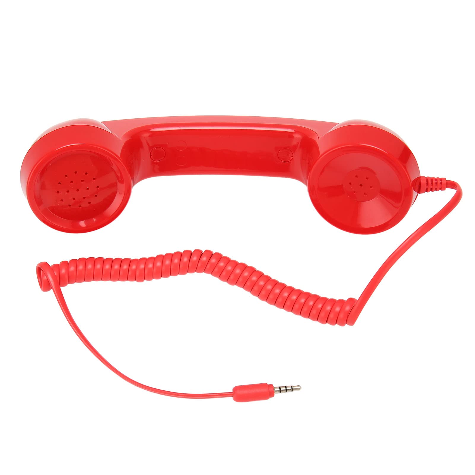 Vintage Retro Phone Handset with 3.5mm Jack - Radiation Proof Mobile Phone Receiver for iPhone Android Smartphones & Computers - Perfect for Office, Home & Gaming (Red)