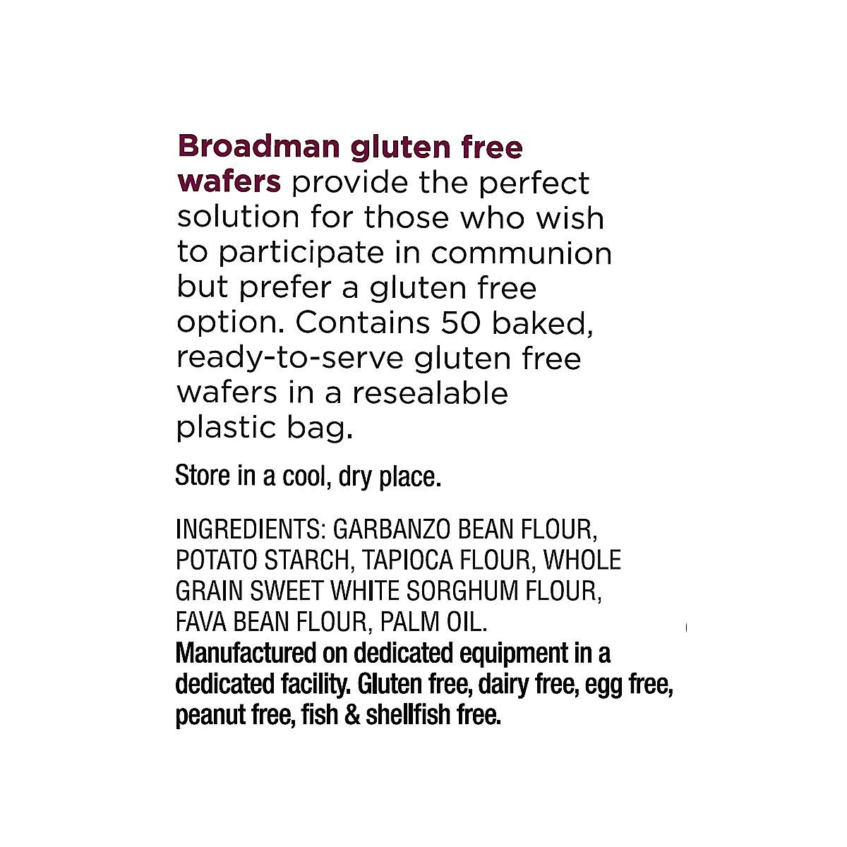 Broadman Church Supplies Gluten Free Communion Wafers - 50 Count Pack for Holy Eucharist & Church Services