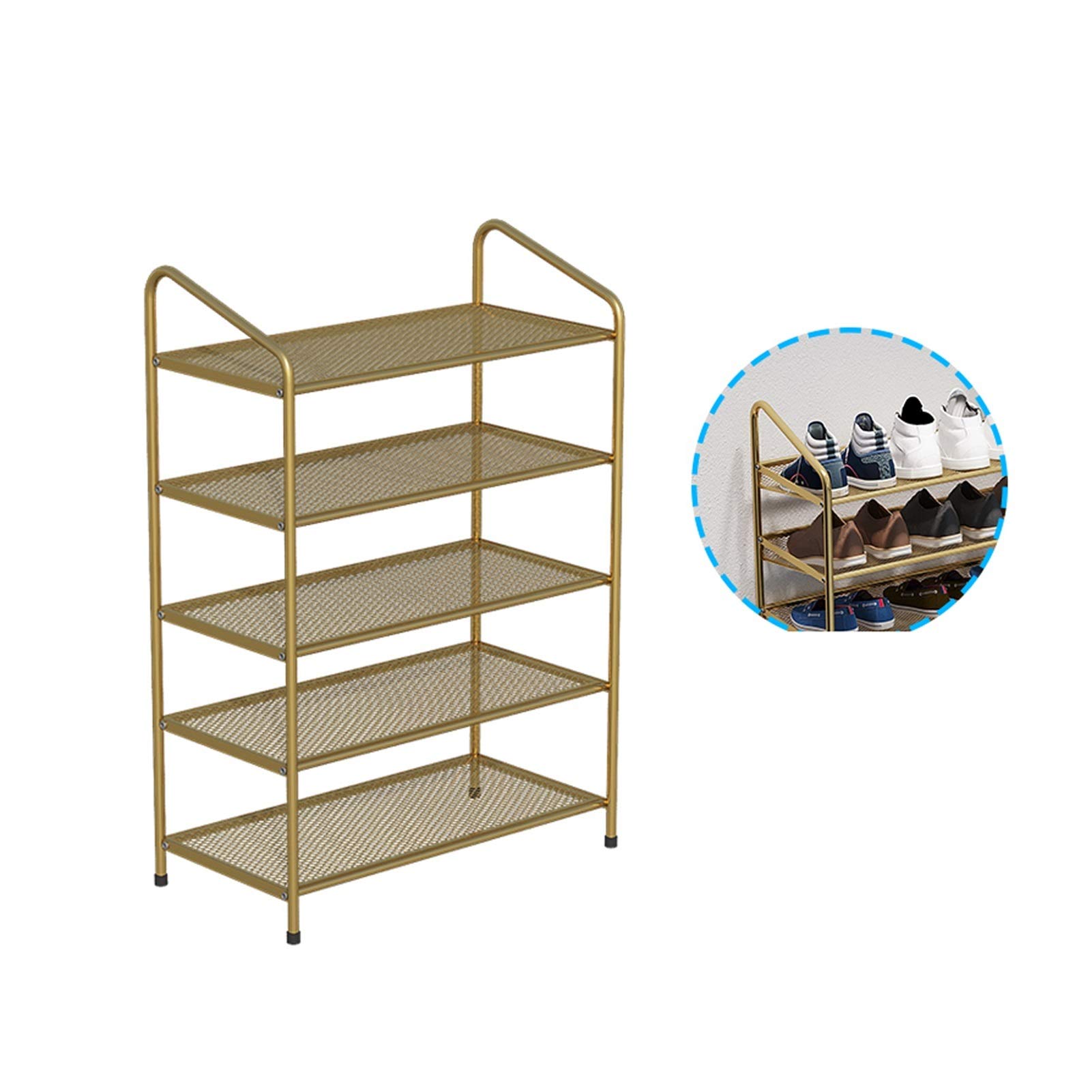 TOMYEUS 5-Tier Metal Shoe Rack Organizer with Mesh Shelves - Holds 20-25 Pairs of Shoes, Large Capacity Shoe Storage for Closet, Entryway, or Bedroom (White)